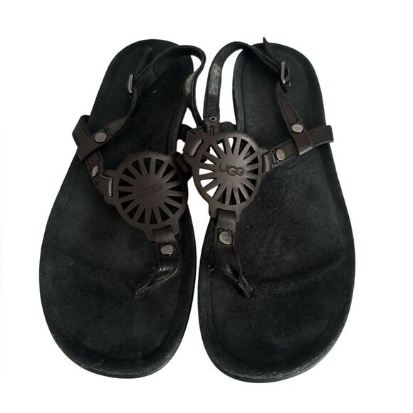 UGG Black Sandals with Thong Design EUC - Picture 1 of 4